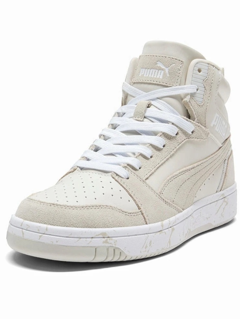 Puma Rebound V6 Marble High Top men’s Sneakers in Cream